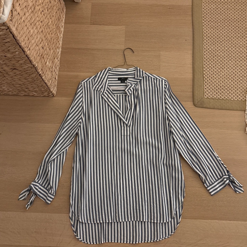 Jcrew Blue and white collared blouse